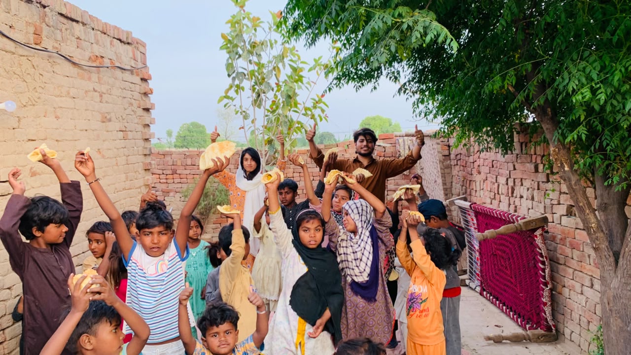 Children holding bread
